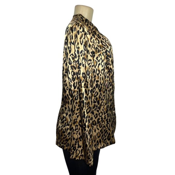 Simonton Leopard Print Satin Button-Up Blazer Size L - Picture 2 of 5
